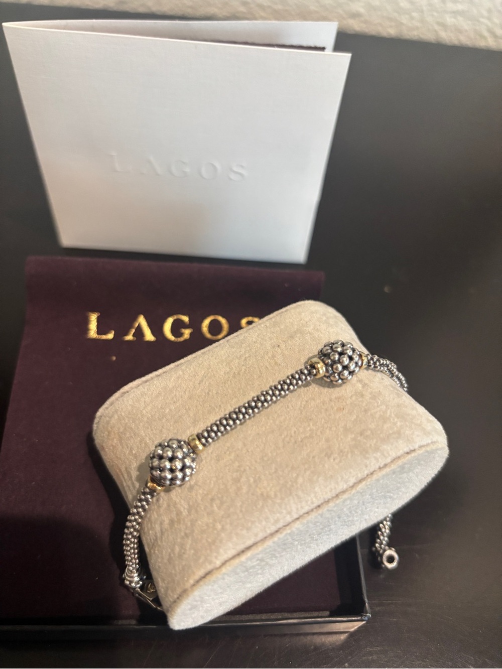 Lagos Three Station Caviar Beaded Bracelet